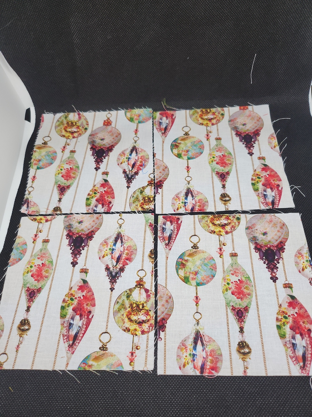Decorative Holiday Ornament 4.75 Inch 4 Pcs Fabric Squares Precut